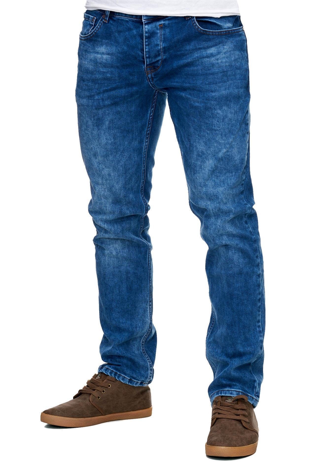 Reslad Stretch-Jeans Reslad Jeans-Herren Slim Fit Basic Style Stretch-Denim Jeans-Hose Stretch Jeans-Hose Slim Fit blau