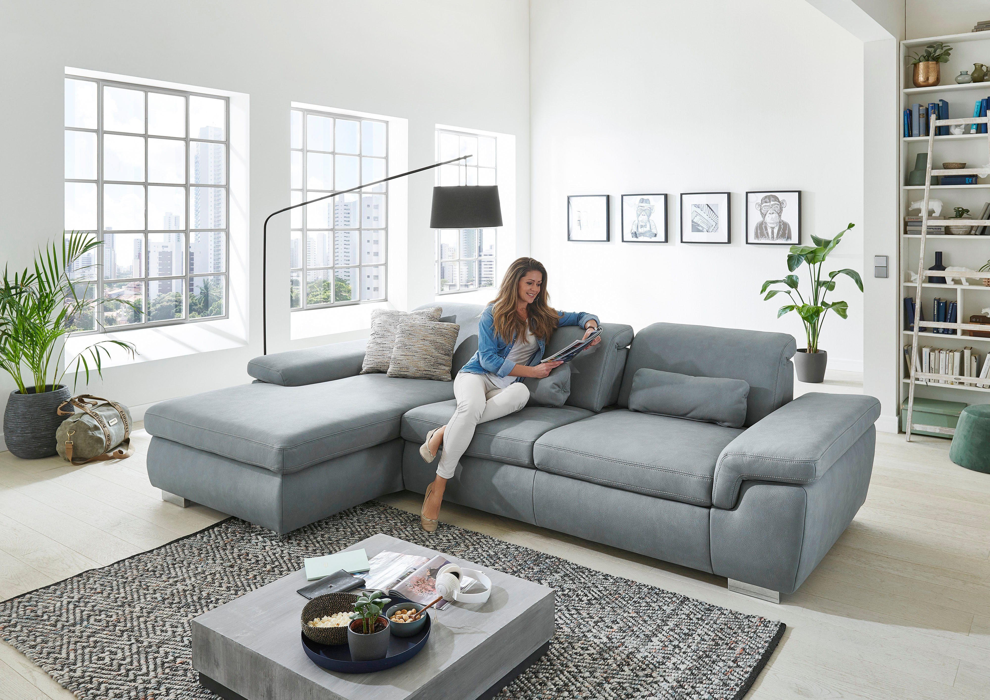 Die PlanBar Ecksofa MP-IN17041 L-Form, mit Sitztiefenverstellung, optional Kopfteilverstellung & Bettfunktion