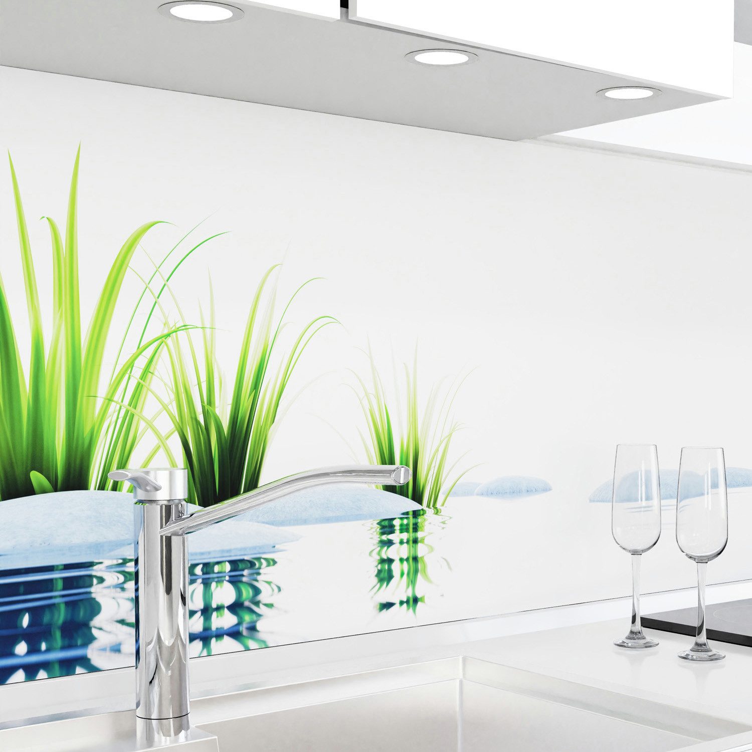 Küchenrückwand Folie selbstklebend - Matt - Spritzschutz Küche - versteift & robust