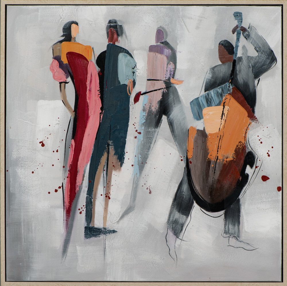 ArtUniverse Gemälde Leinwandbild Cellospieler Mit Zuschauern 62,5 x 62,5 cm, Menschenmotiv