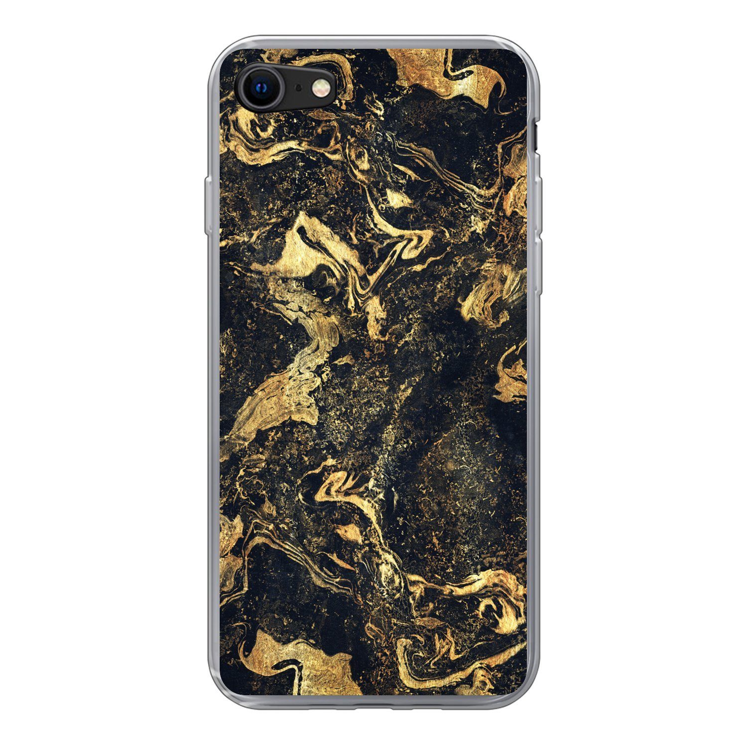 MuchoWow Handyhülle für Apple iPhone 8 Marmor - Luxus - Gold, Smartphone-Bumper, Print, Handy Schutzhülle Dünn