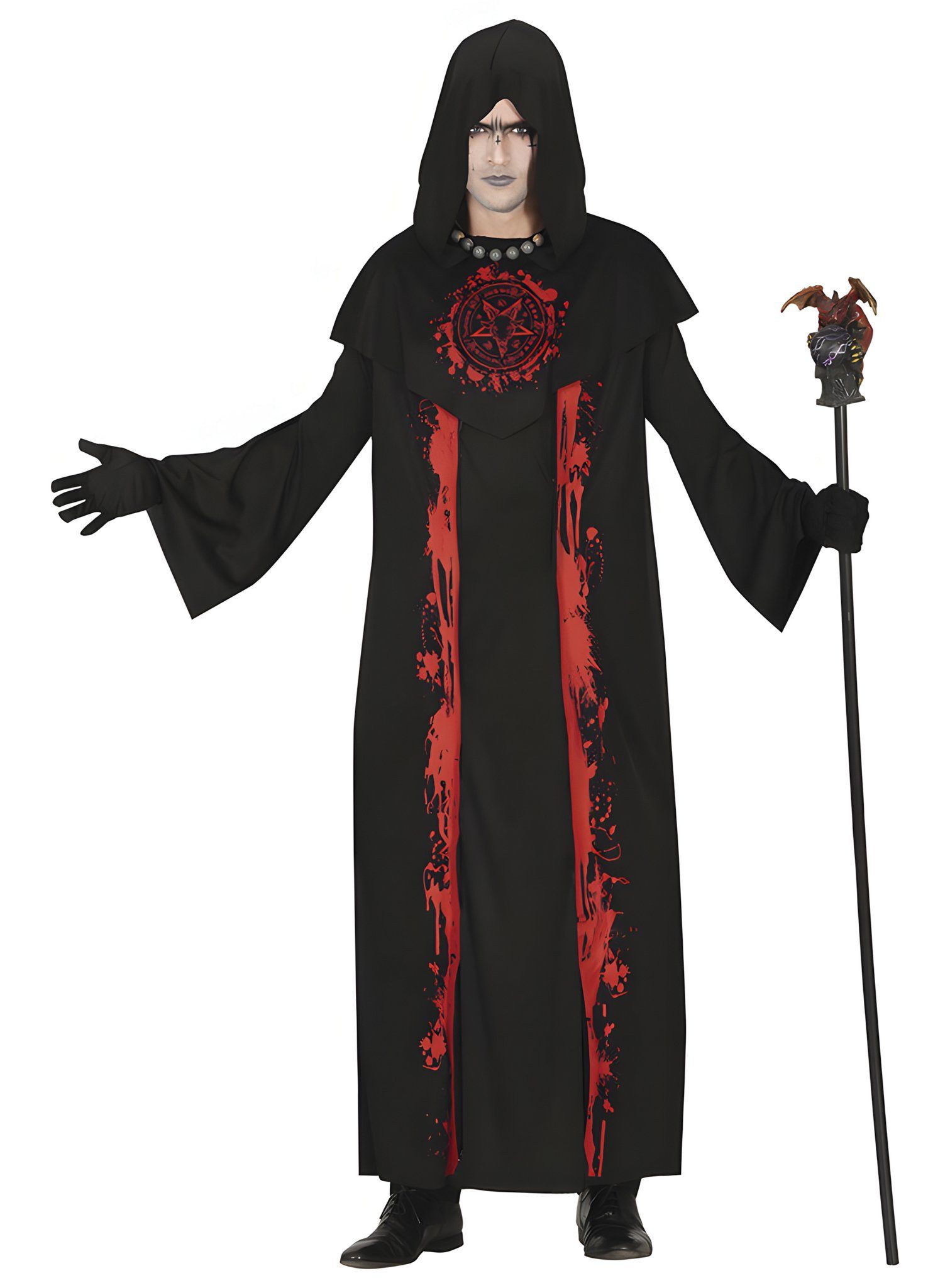Metamorph Teufel-Kostüm Okkulter Häresiarch Herrenkostüm, Geheimnisvolle Kultisten-Robe für finstere Rituale an Halloween