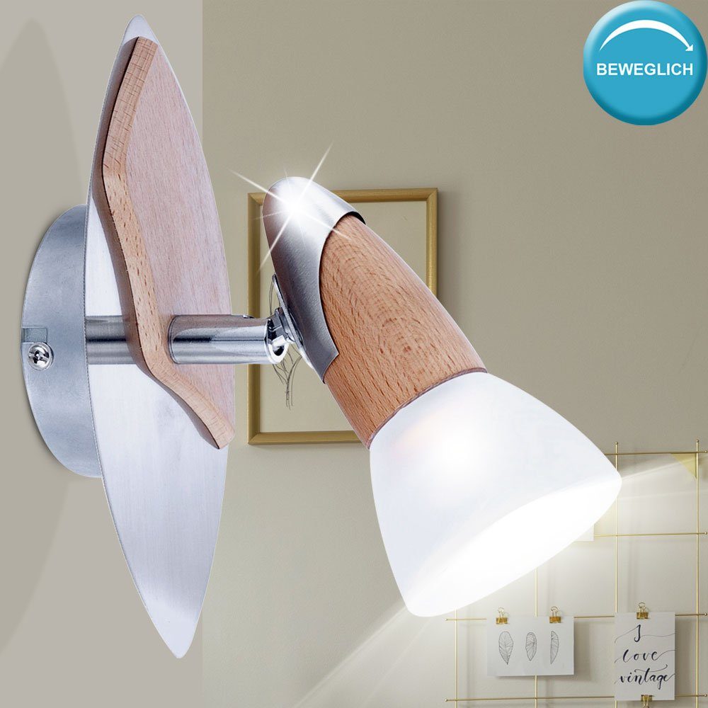 Lampe Wandleuchte, inklusive, etc-shop Zimmer Farbwechsel, LED Warmweiß, Wand Wohn Holz beweglich Spot Fernbedienung Leuchtmittel