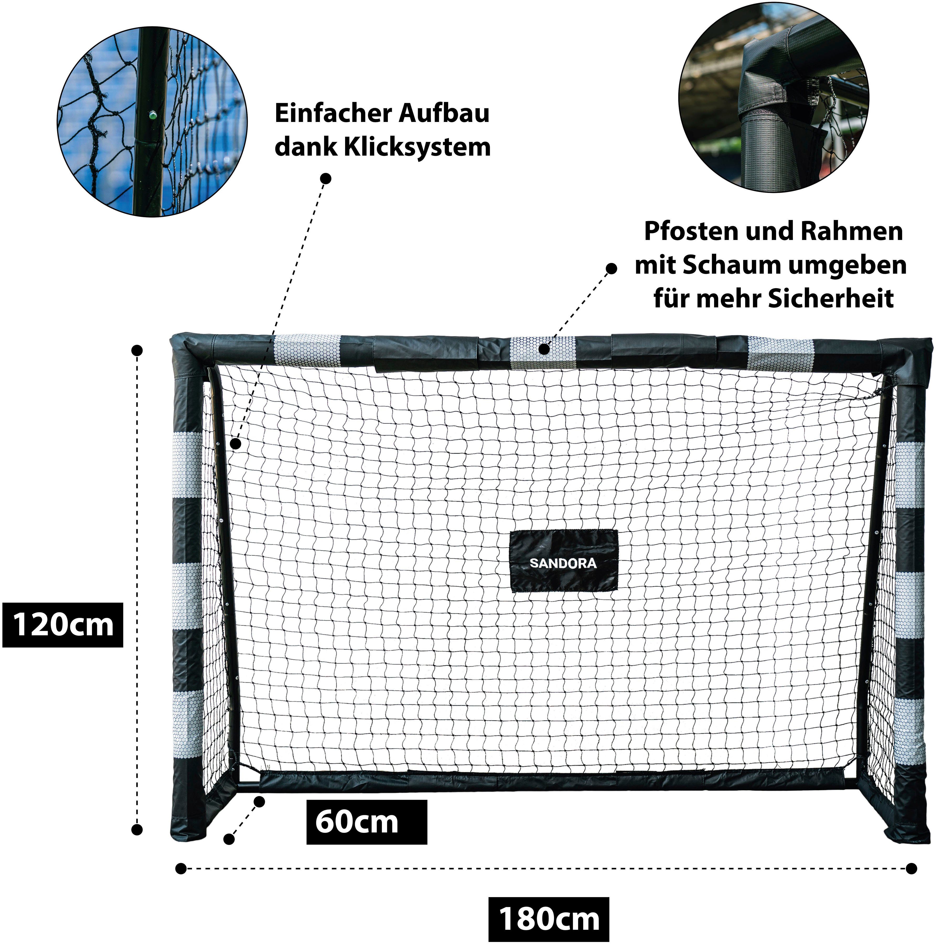 SANDORA M, 180x120x60, Zieler Edition, schwarz/weiß Ron-Robert Fußballtor Hattrick