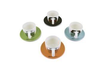 VW Collection by BRISA Espressotasse Volkswagen kleine Kaffeetassen, New Bone China, Espresso Becher im T1 Bulli Bus Design Bus Front, 4er Set, 100ml