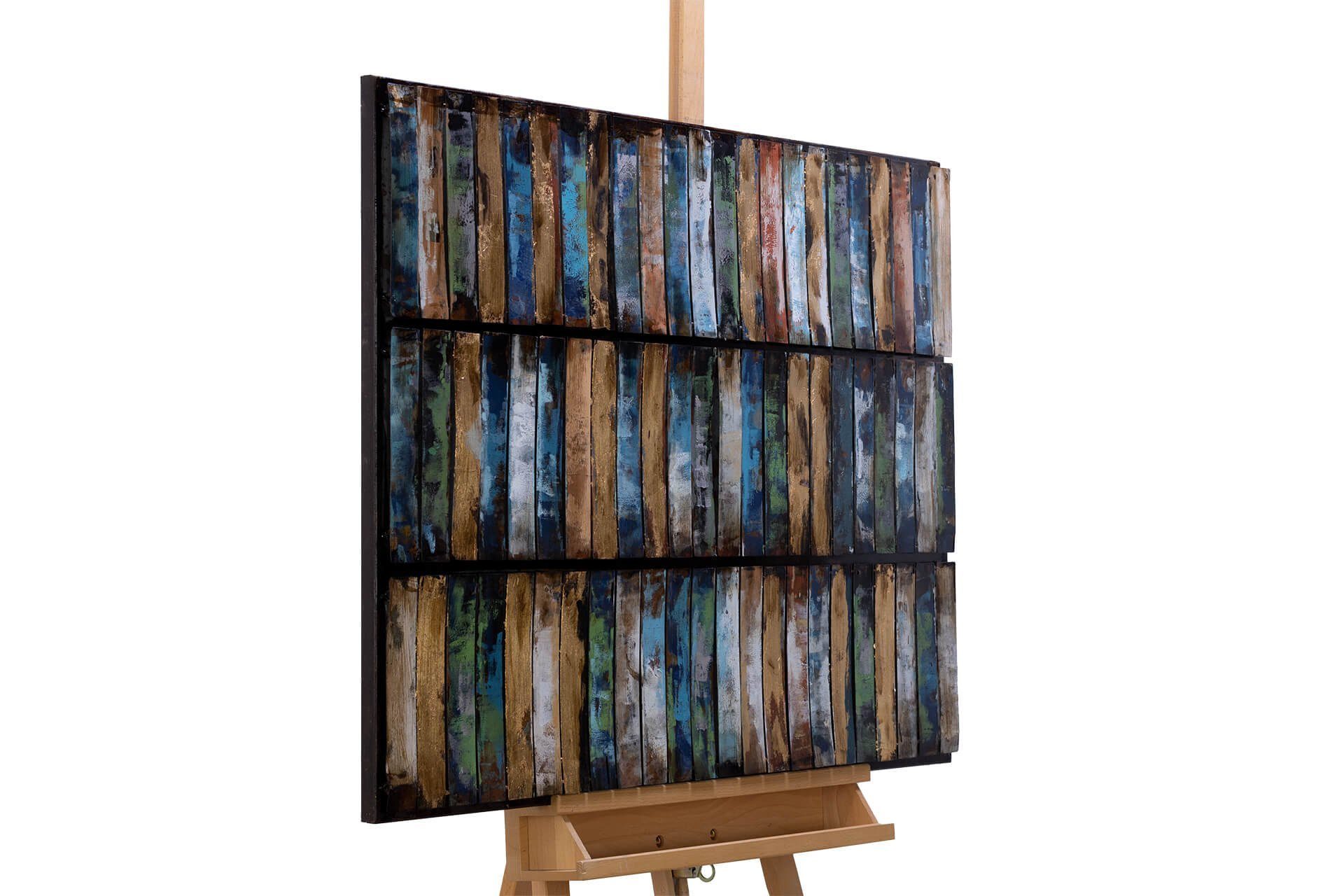 cm, Ocean KUNSTLOFT Sparkling Metallbild 100x75 handgefertiges Wandrelief 3D