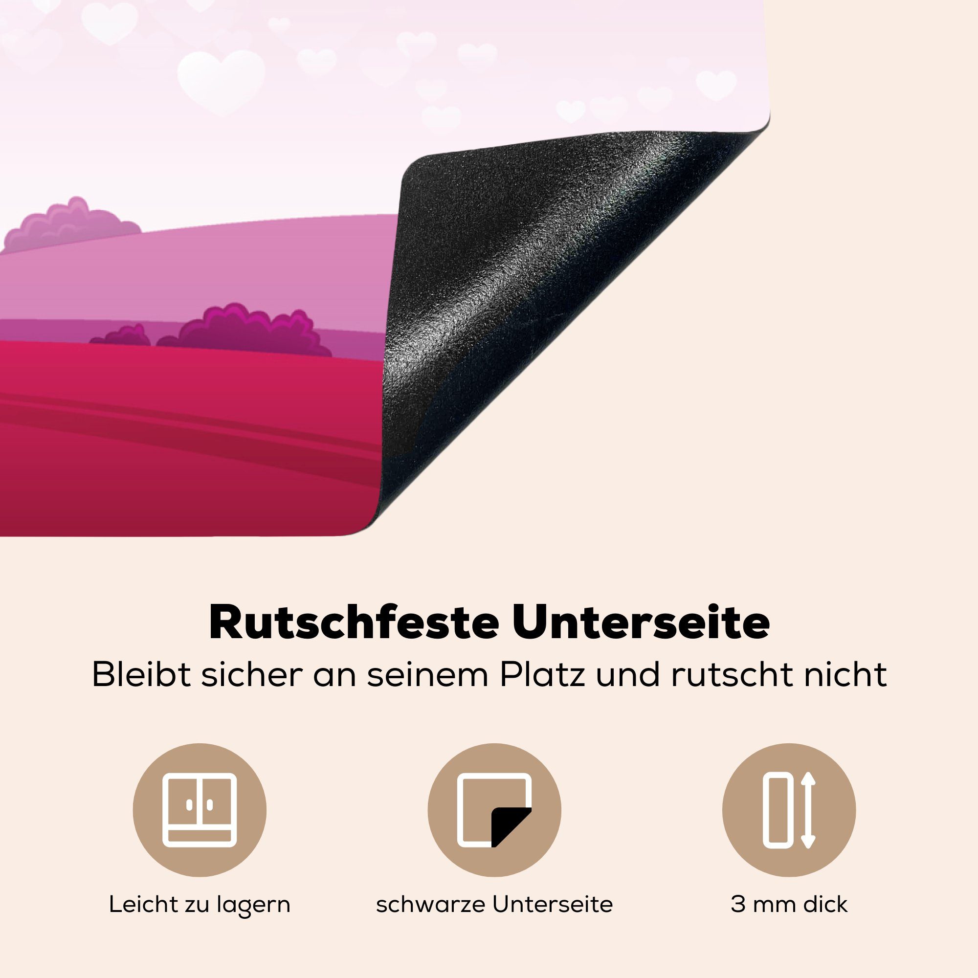 Illustration tlg), rosa MuchoWow in Flugzeugs Himmel, Vinyl, cm, küche Eine einem Arbeitsplatte eines Herdblende-/Abdeckplatte (1 78x78 Ceranfeldabdeckung, für