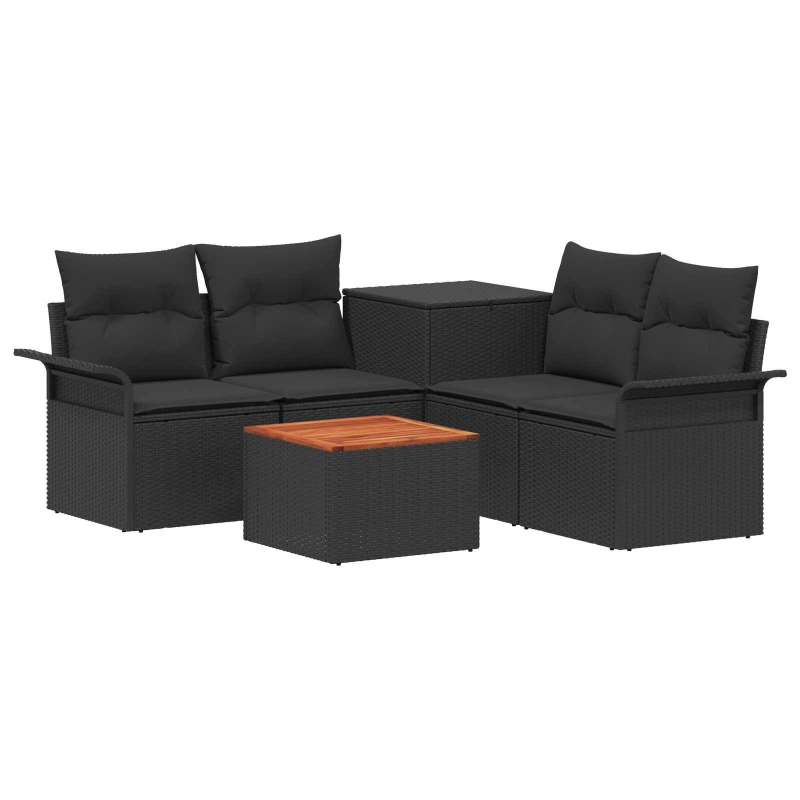vidaXL Loungesofa Sofa Set 6 stk. 4-Sitzanzahl Schwarz Polyrattan und Stahl, 6 Teile