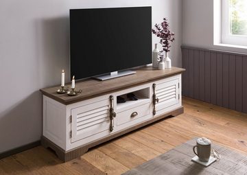 Massivmoebel24 TV-Board Mango 170x45x55 weiß lackiert TOULOUSE #111