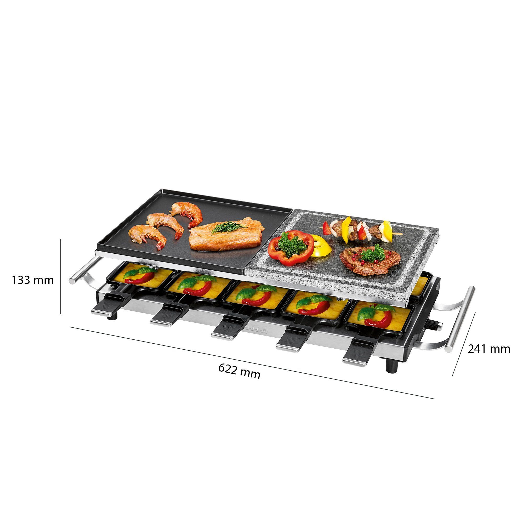 Thermostat Stufenlos 10 1144, 1700,00 regelbarer Raclette W, edelstahl Raclettepfännchen, PC-RG ProfiCook