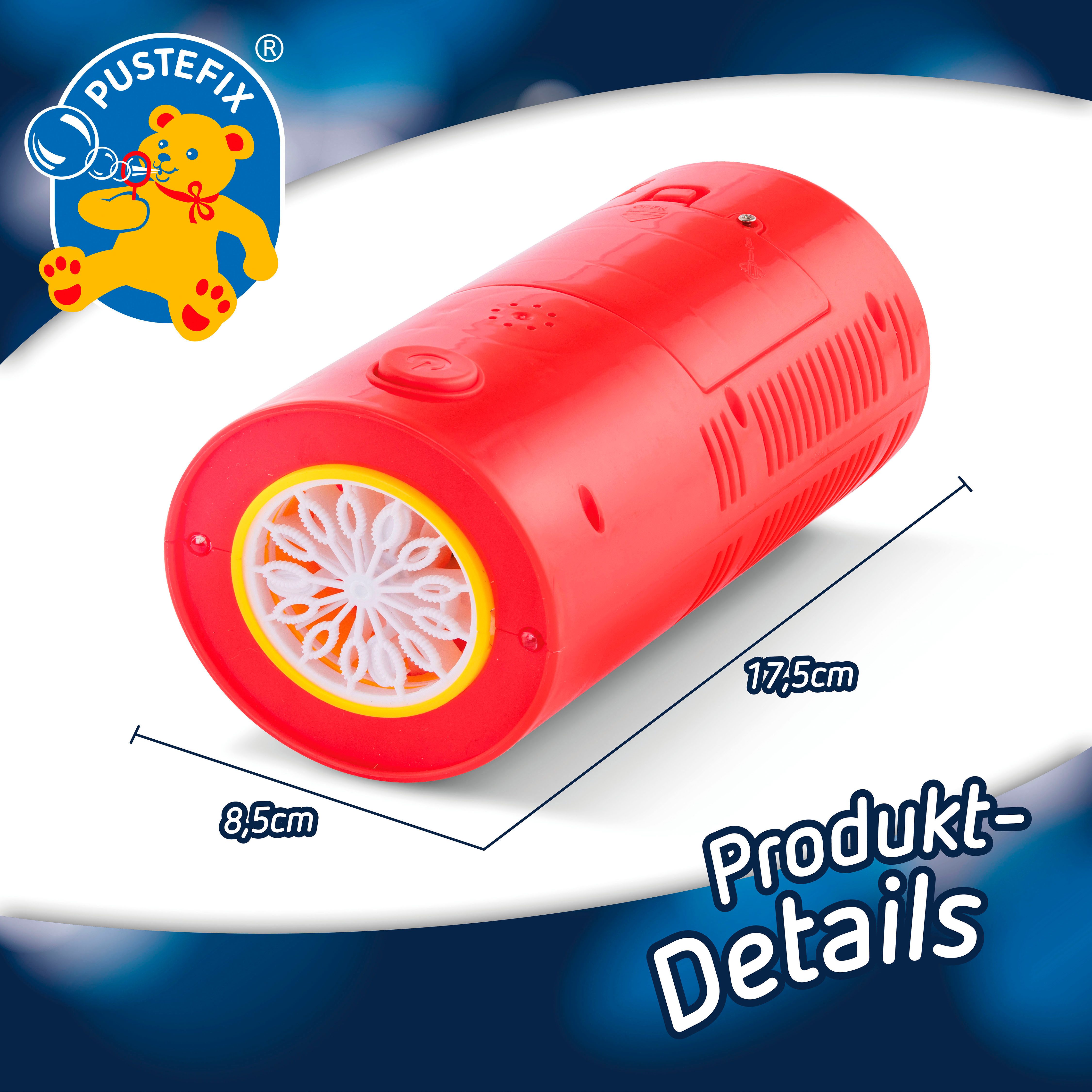 PUSTEFIX Seifenblasen Kanone Bubble Feuerwerk, mit LED-Licht