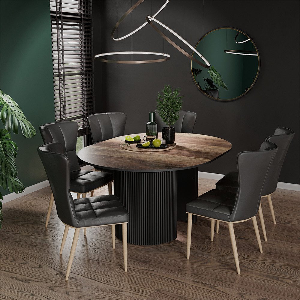 Vicco Esstisch Calero, Eiche rustikal/Schwarz, 120 x 60 cm ausziehbar (1-St)