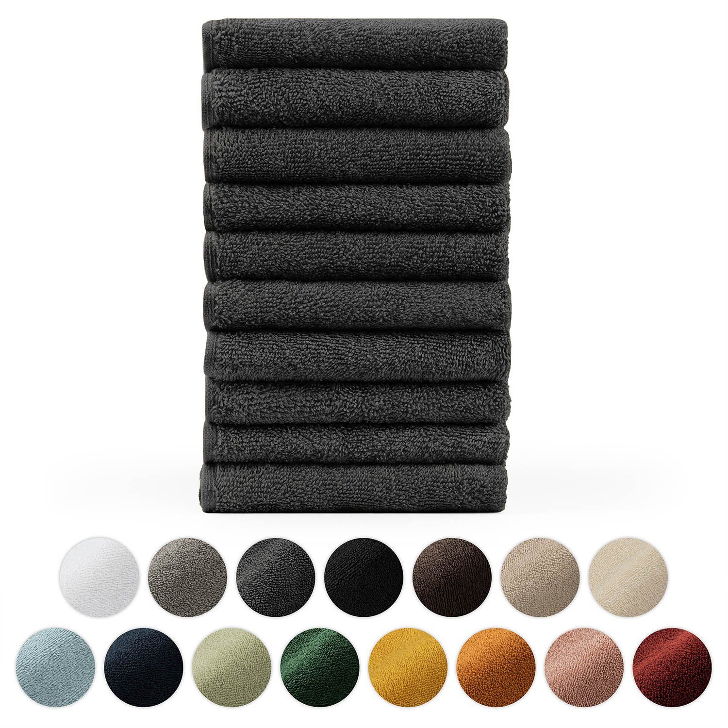 Blumtal Gästehandtücher Premium 10er Set Gästehandtücher rechteckig 30x50cm, Frottee (10-St), Handtücher Set, 100% Baumwolle