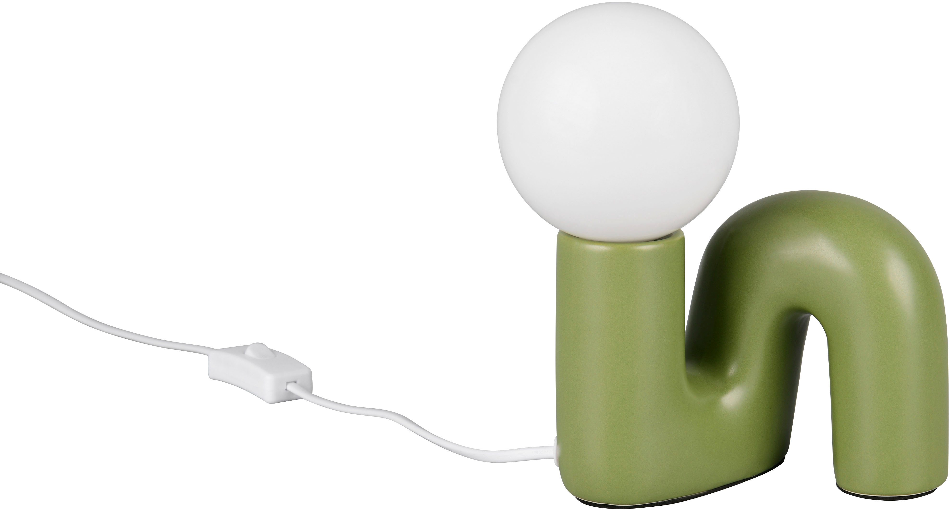 Reality Leuchten Tischleuchte QUINN, Keramik Tischlampe m. Glasschirm, ohne Leuchtmittel 1xG9 max5W, Ein-/Ausschalter, ohne Leuchtmittel, warmweiß - kaltweiß, Design Nachttischlampe, Schreibtischlampe Höhe 22cm, Glas Lampenschirm