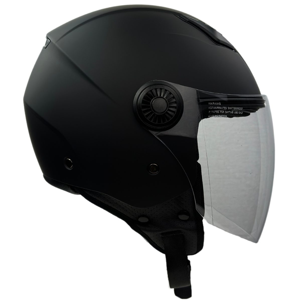 RÖMER HELME Motorradhelm RR10801 - Jethelm - mattschwarz - mit Kopfbelüftung & Schnellverschluß