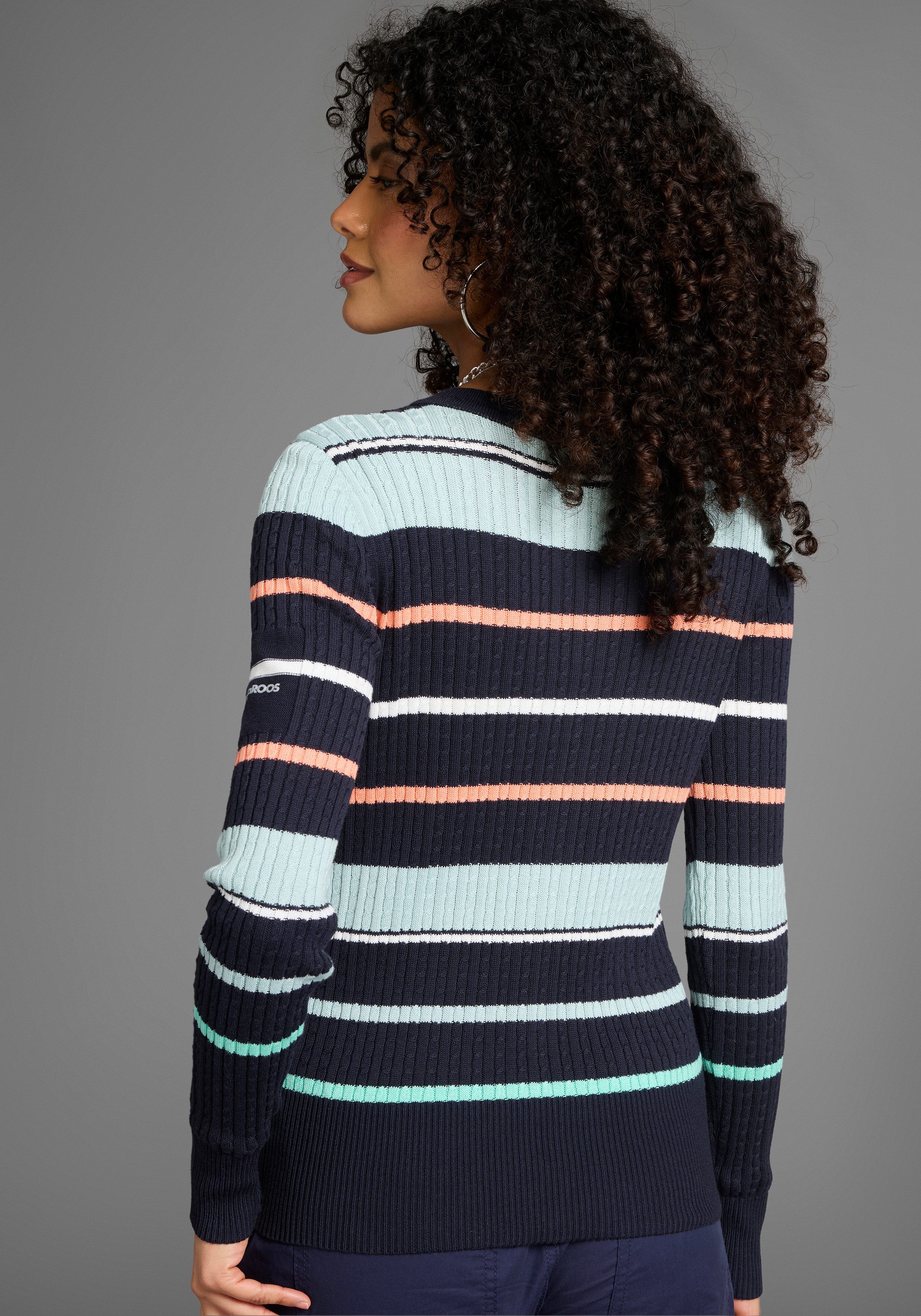KangaROOS Strickjacke mit Zopfmuster und Streifen
