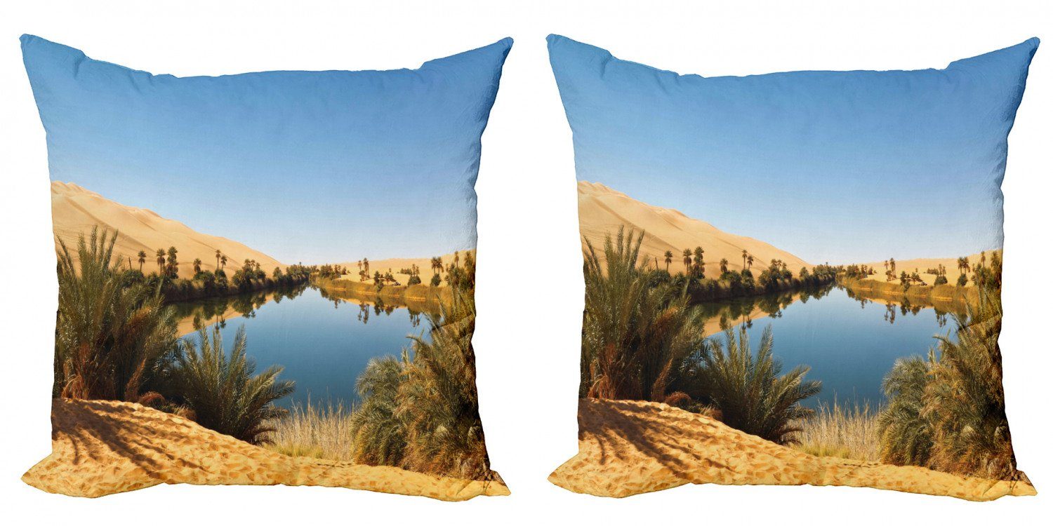 Kissenbezüge Modern Accent Doppelseitiger Digitaldruck, Abakuhaus (2 Stück), Wüste Idyllische Oasis Awbari