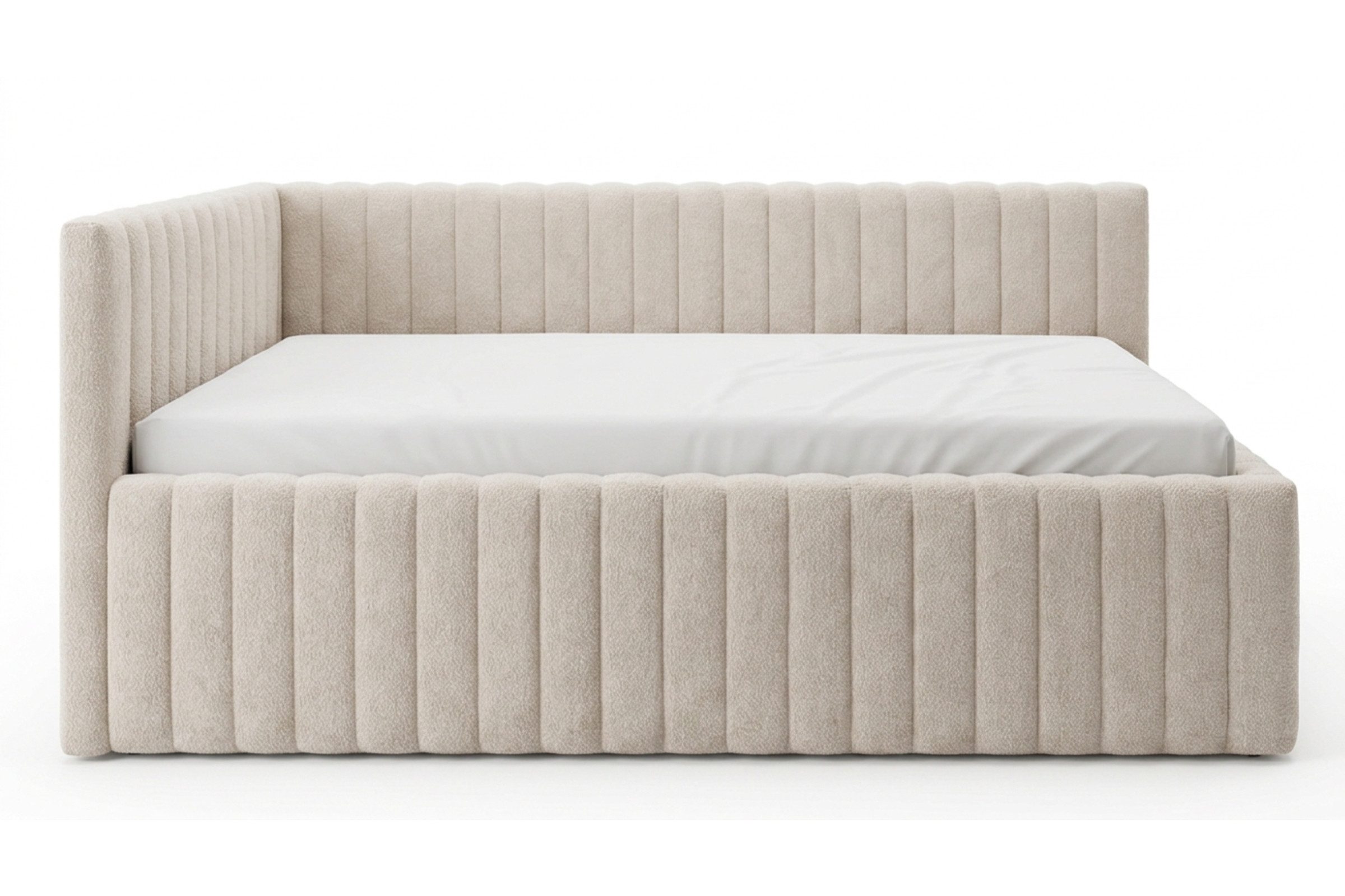 Deine Möbel 24 Polsterbett LUPO Jugendbett 90x200 120x200 cm mit Bettkasten und Lattenrost (Set, 1-tlg., ideal für Erwachsene & Jugendliche), Polsterbett in Beige, Chenille, Integrierter Bettkasten