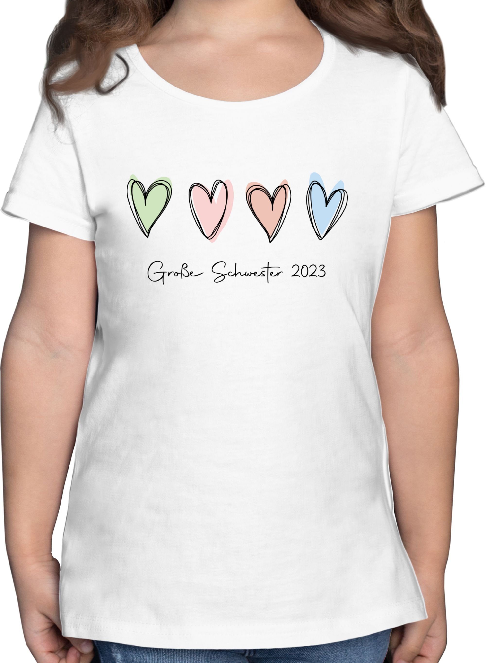 Shirtracer T-Shirt Große Schwester 2023 Big Sister Große Schwester 2 Weiß