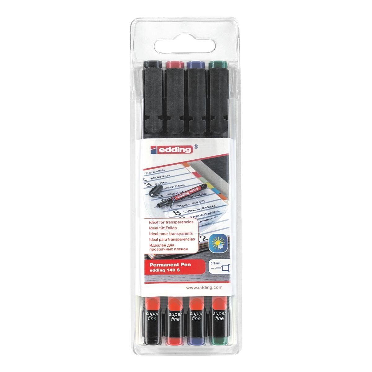 Tinte Folienstift edding S, mit (4-tlg), e-140 permanenter