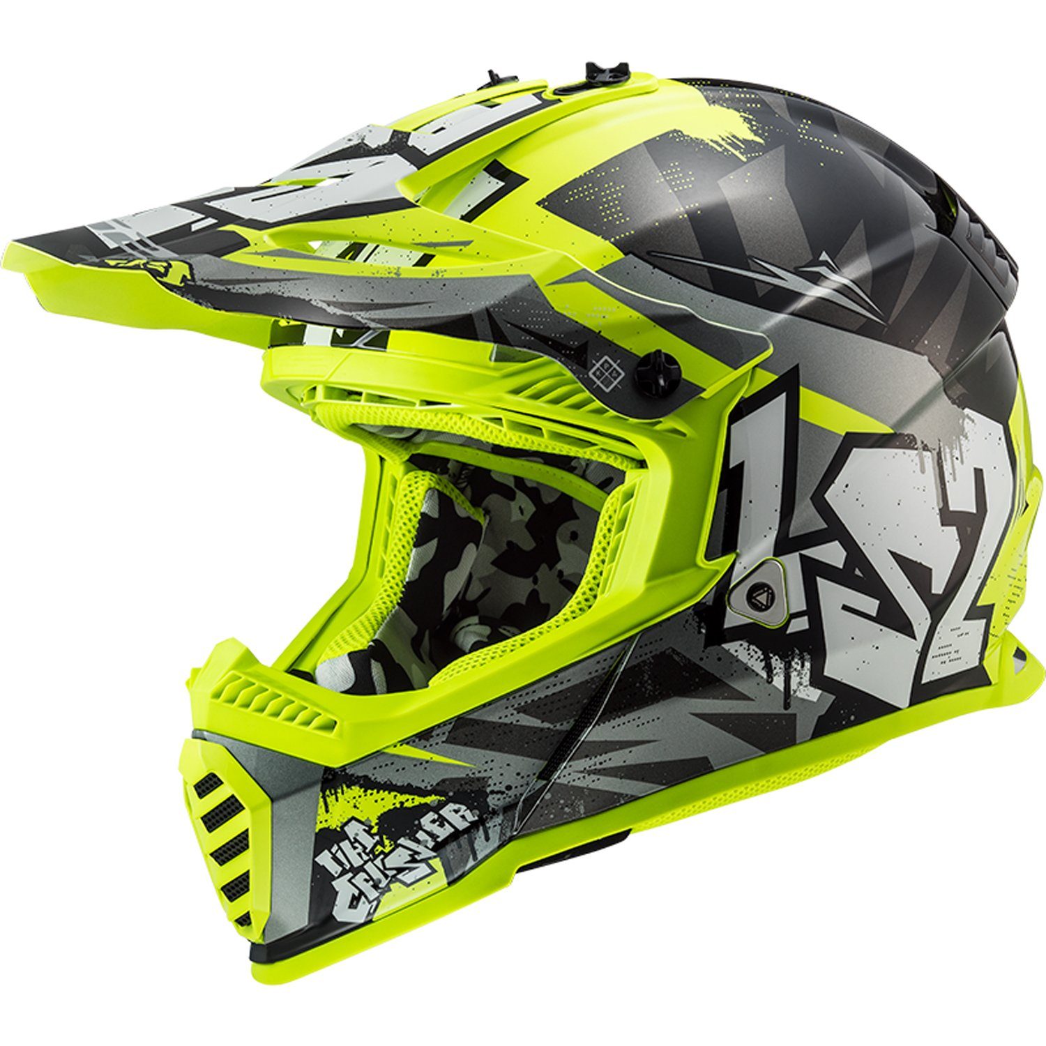 LS2 Motocrosshelm LS2 MX437 Fast Evo Crusher Schwarz-Neon Gelb