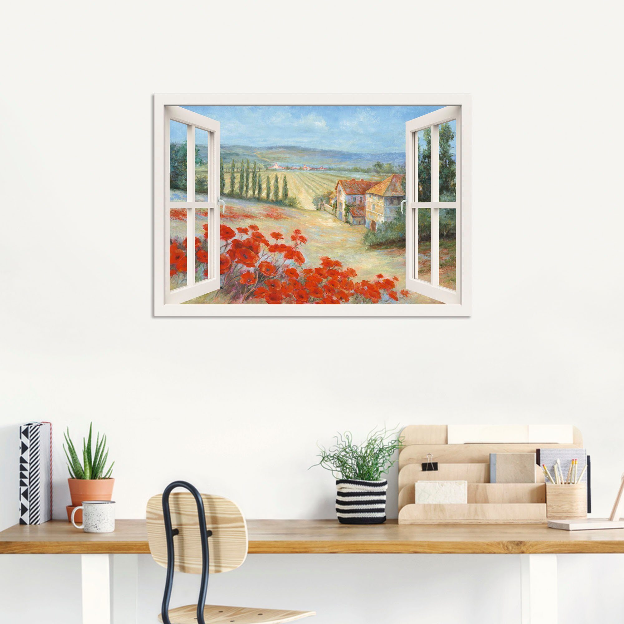 Artland Wandbild »Mohnlandschaft«, Fensterblick (1 Stück), in vielen Größen & Produktarten - Alubild / Outdoorbild für den Außenbereich, Leinwandbild, Poster, Wandaufkleber / Wandtattoo auch für Badezimmer geeignet-kaufen