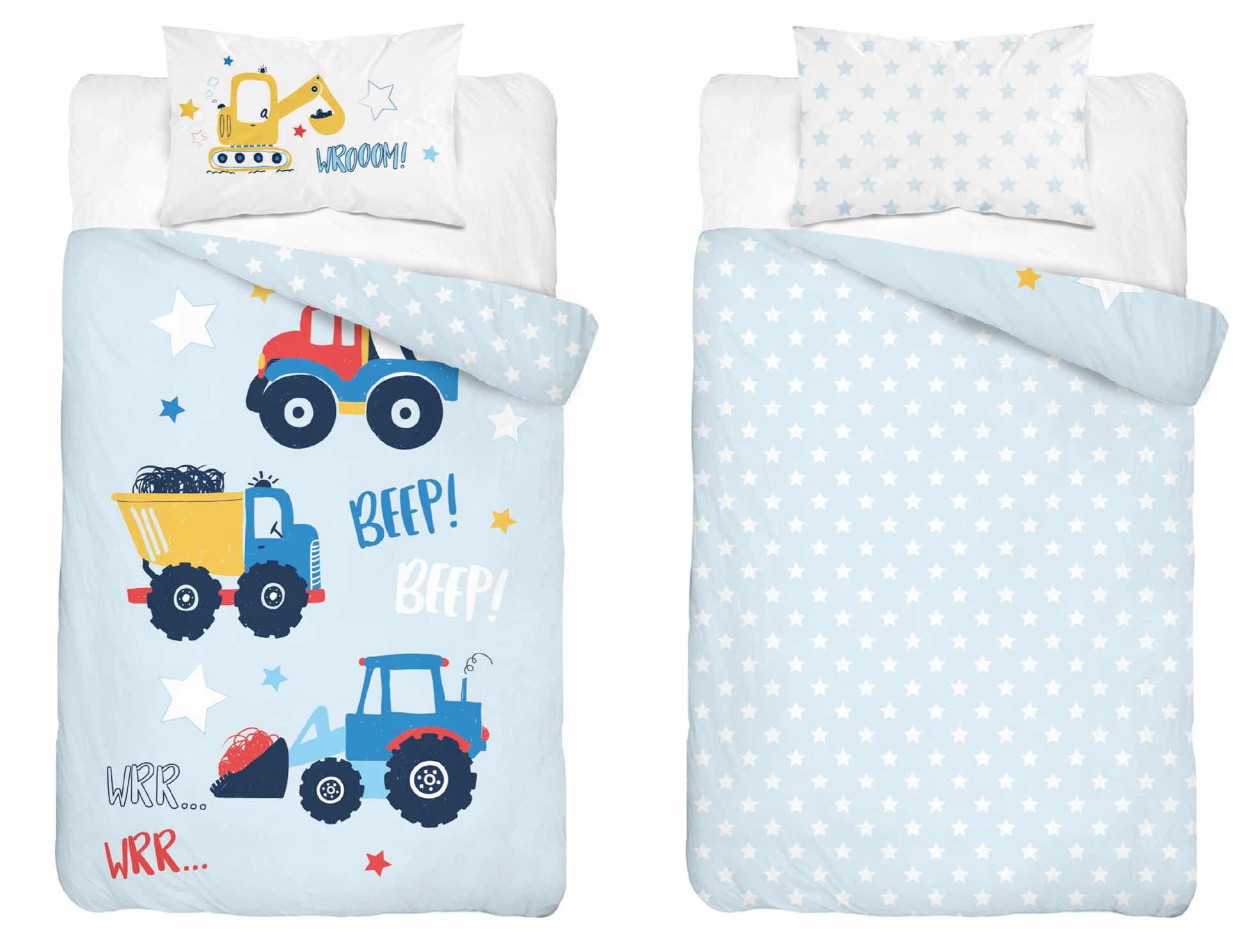 Detexpol Babybettwäsche Set Baumaschinen 2tlg. 100% Baumwolle Größe: 100x13 günstig online kaufen