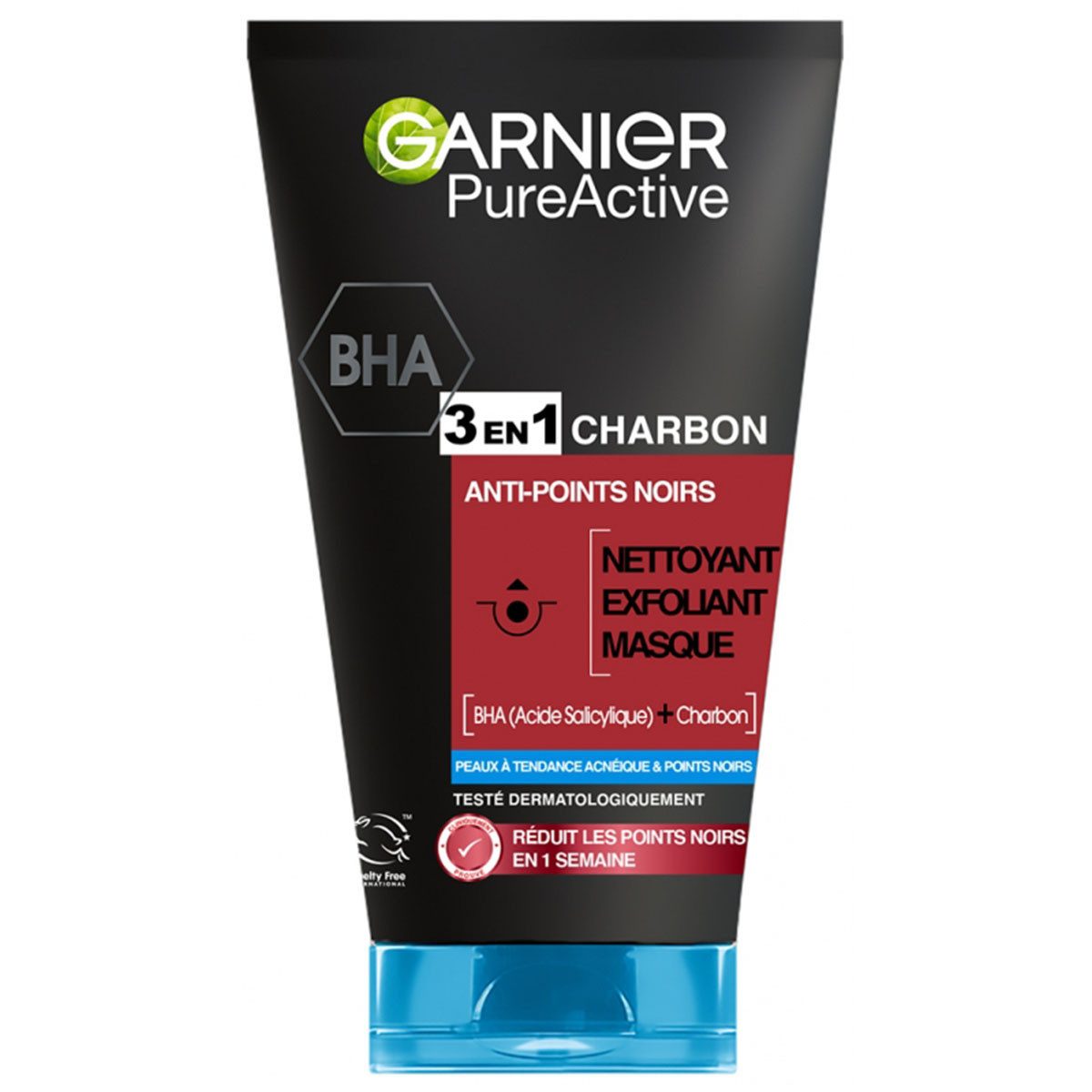 GARNIER Gesichtsreinigungsgel Pure Active 3-in-1 Aktivkohle-Reiniger gegen Mitesser, 1-tlg.
