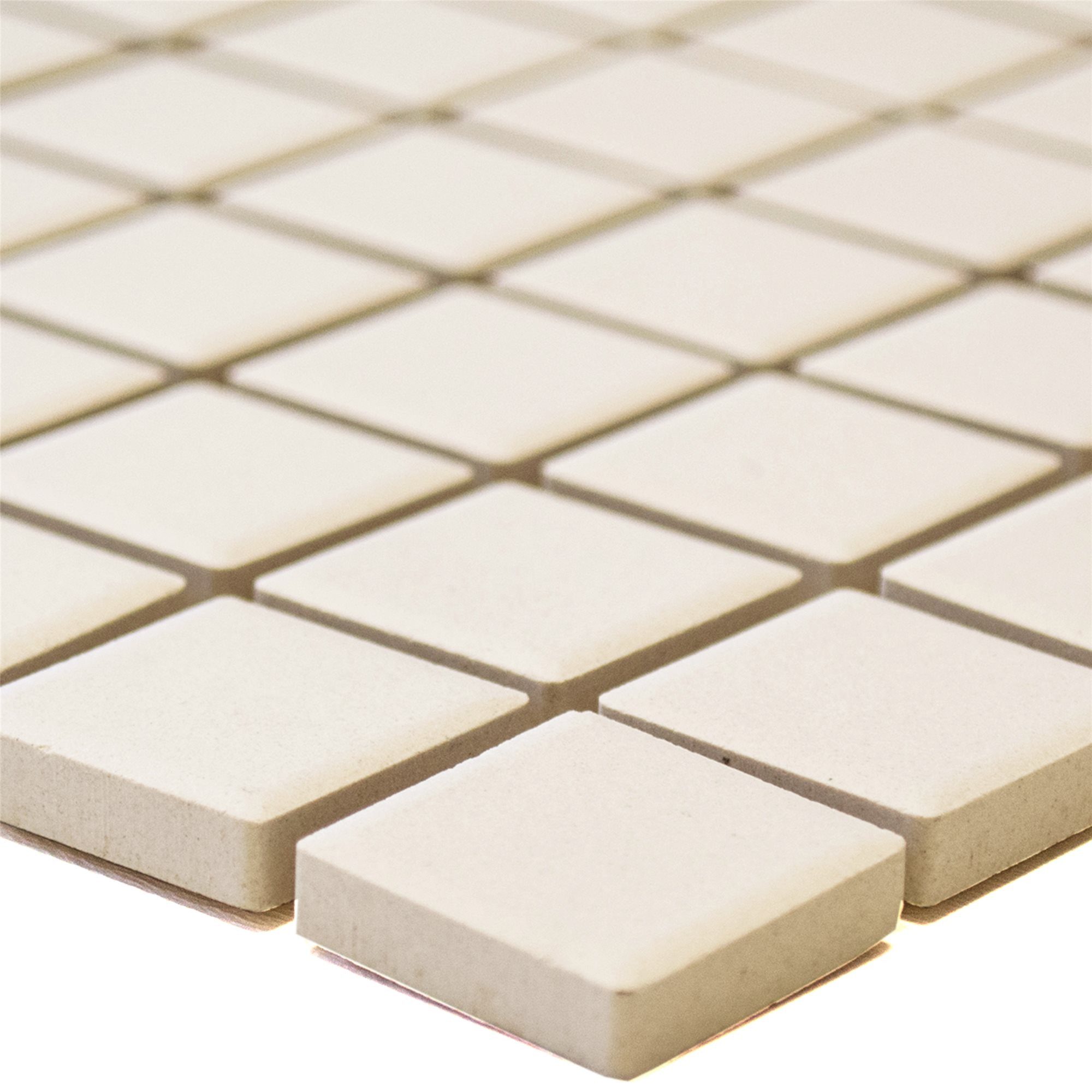 Mosafil Mosaikfliesen Keramik Mosaikfliesen Miranda Unglasiert R10 Matt Q25, Keramik 32.600x30.000, hellbeige, Verlegefertig auf ein Netz geklebt - Fußbodenheizung Geeignet -