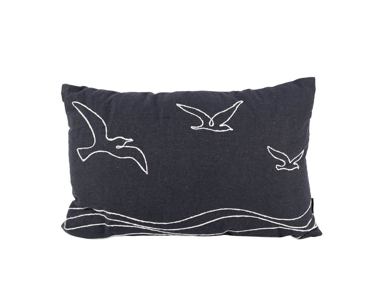 SCHÖNER LEBEN. Dekokissen Deko-Kissen Möwen 40x60 cm Jeansblau meliert Maritim inkl. Füllung, nachhaltig,aus recyceltem Material,pflegeleicht