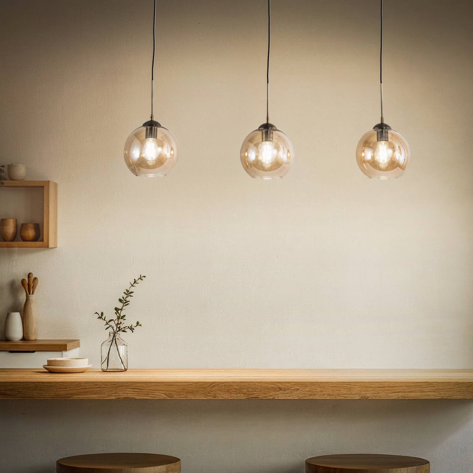 Lindby Hängeleuchte Sofian, Glas Creme IP20, 3 x 60 W