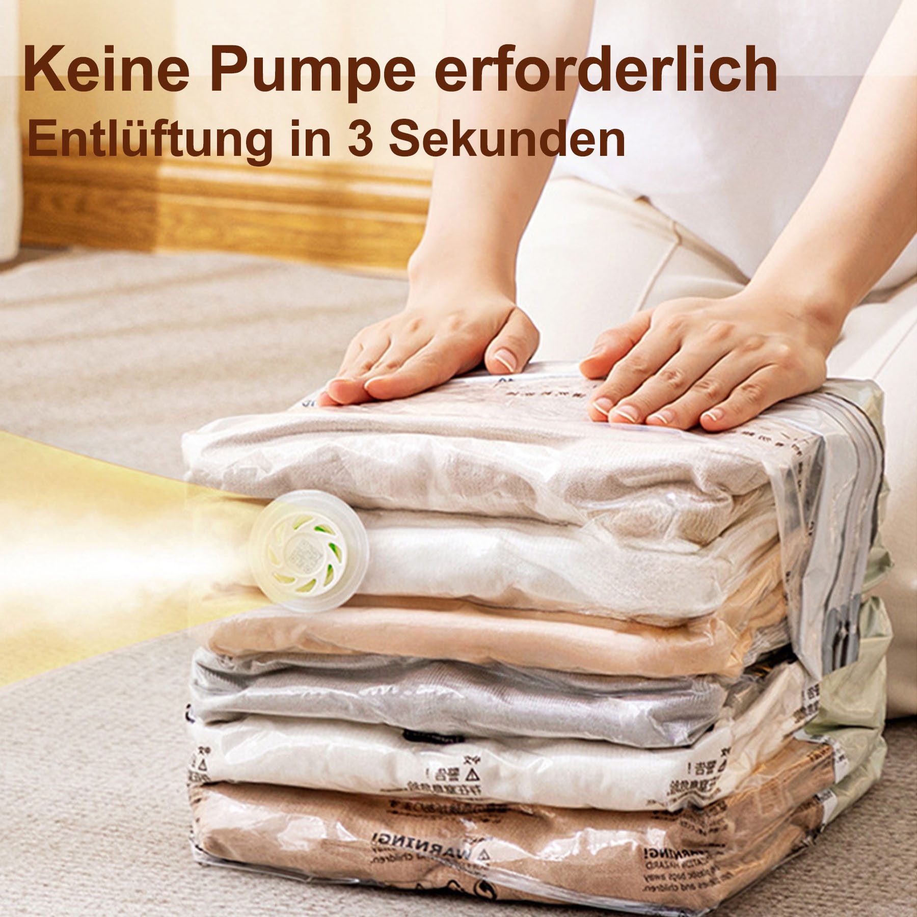 Mutig Aufbewahrungstasche 4 Pack Würfel Vakuumbeutel, (Max: 80x100x32 cm),Schrankorganisation (für Bettdecken, Decken, Bettwäsche,Platz sparen vakuum kleiderbeu – Bild 5 von 5