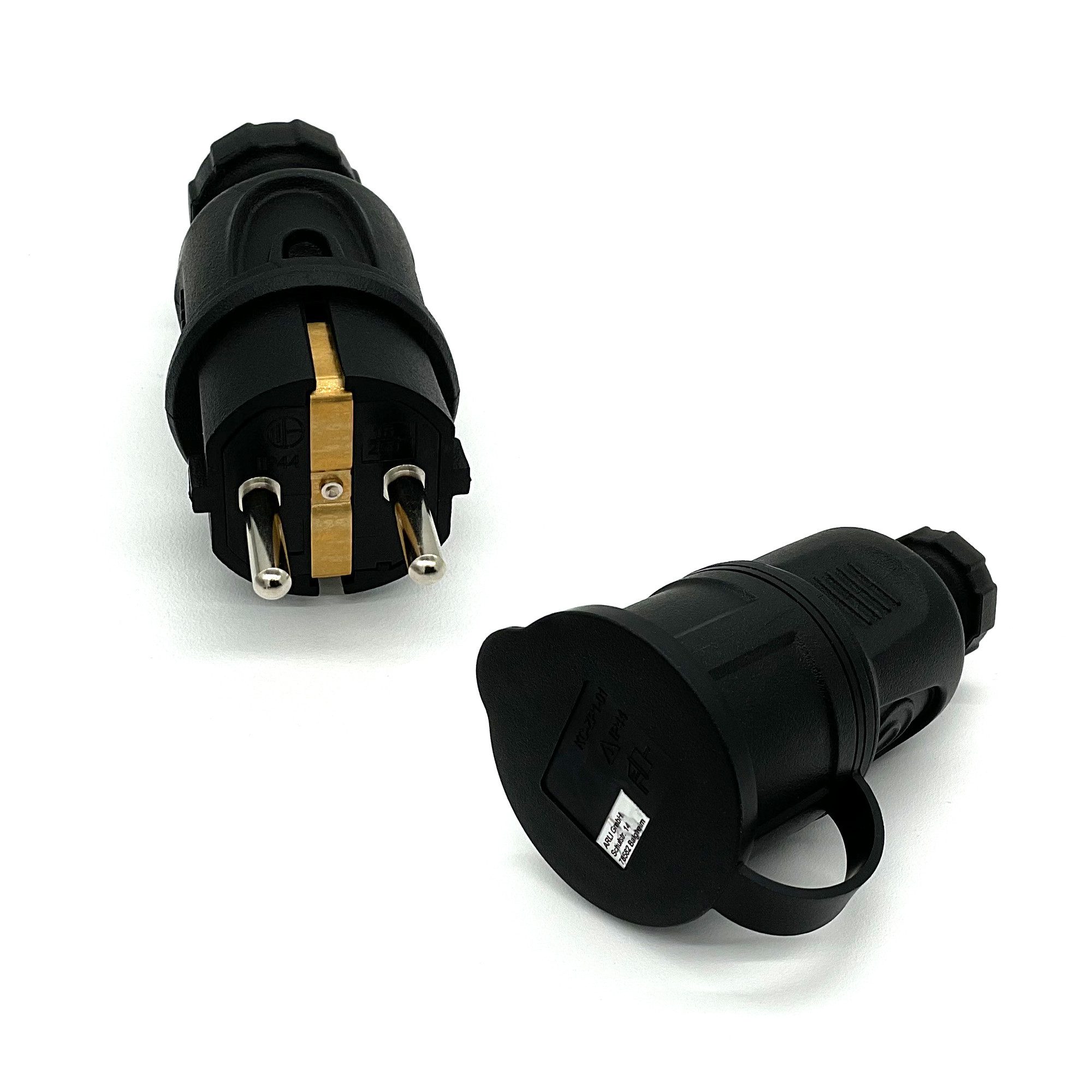 ARLI Schutzkontaktstecker + Schutzkontaktkupplung Federabdeckung Schuko Set Stromadapter, IP44 Schutzkontakt Затыкать Kupplung Buchse Stromkabel Verlängerung