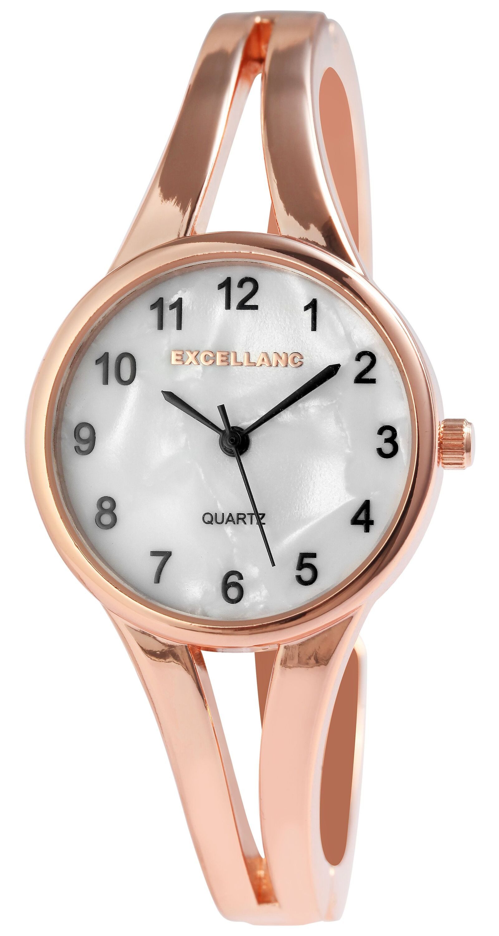 EXCELLANC Quarzuhr 1800227 Metallarmband, Perlmuttzifferblatt, Mineralglas günstig online kaufen