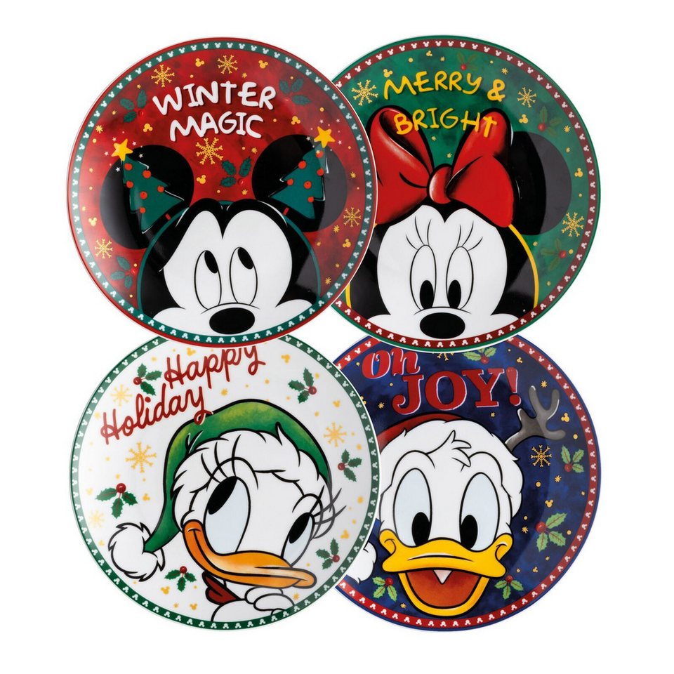 Disney Dessertteller Disney 4er Set Designer Teller Weihnachten Mickey Mouse, Donald Duck, (4 St)