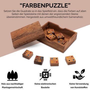 Logoplay Holzspiele Spiel, Farbenpuzzle - Domino-Puzzle - Legespiel - Knobelspiel aus Holz Holzspielzeug