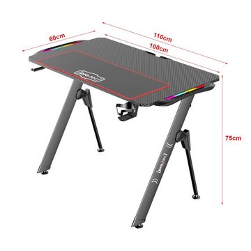 pro.tec Gamingtisch, »Stockton« RGB LED GamingTisch 100 x 60 cm