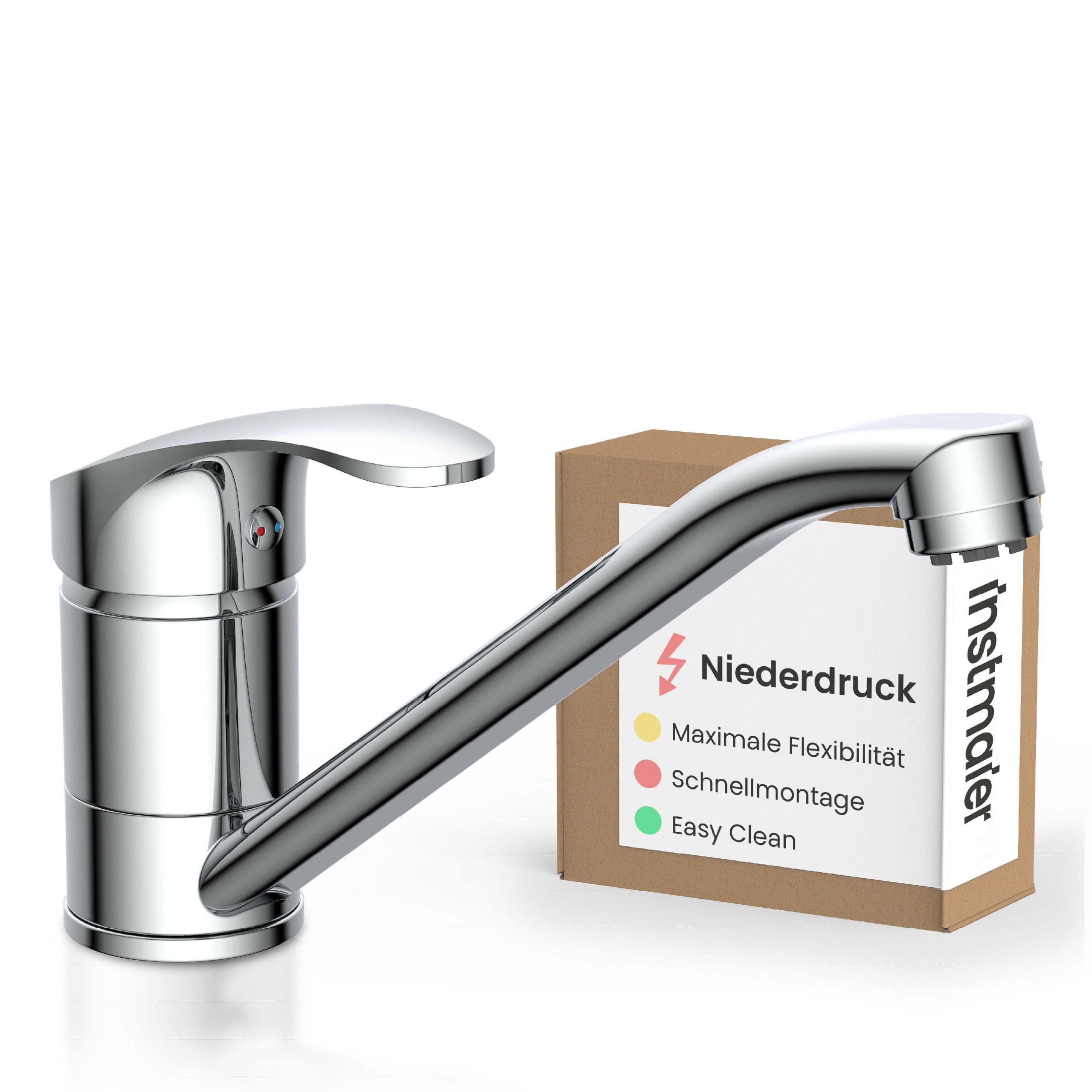 instmaier Spültischarmatur Vera Wasserhahn für Küche, Einhebelmischer Chrom Niederdruckarmatur, mit leichtgängiger Keramikkartusche