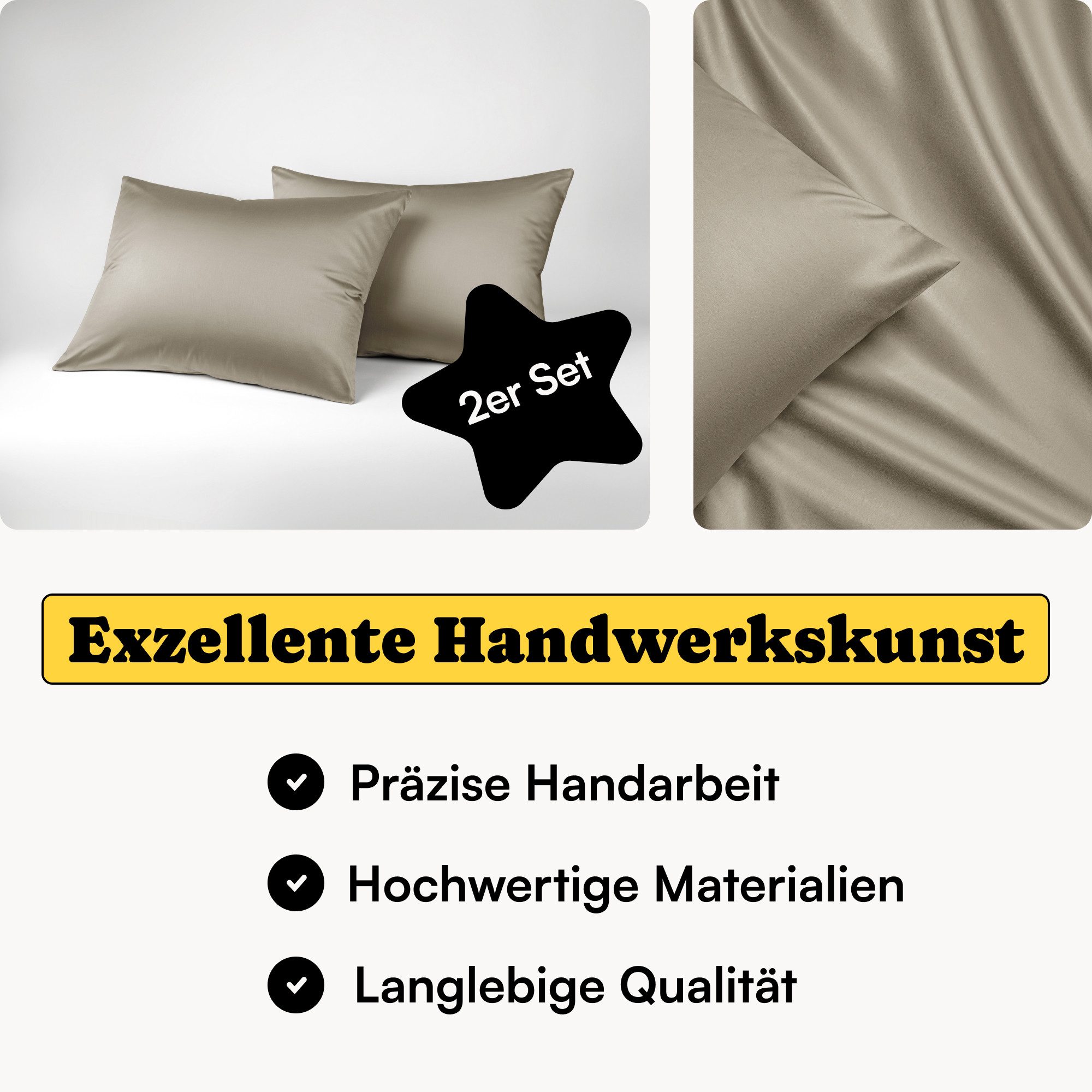 Seralino Kissenbezüge Set aus 100% Lyocell (Tencel) in Gr. 40x80, 80x80, 40x60cm, (2 Stück), besonders weich, schnelltrocknend, atmungsaktiv, aus Eukalyptusfasern
