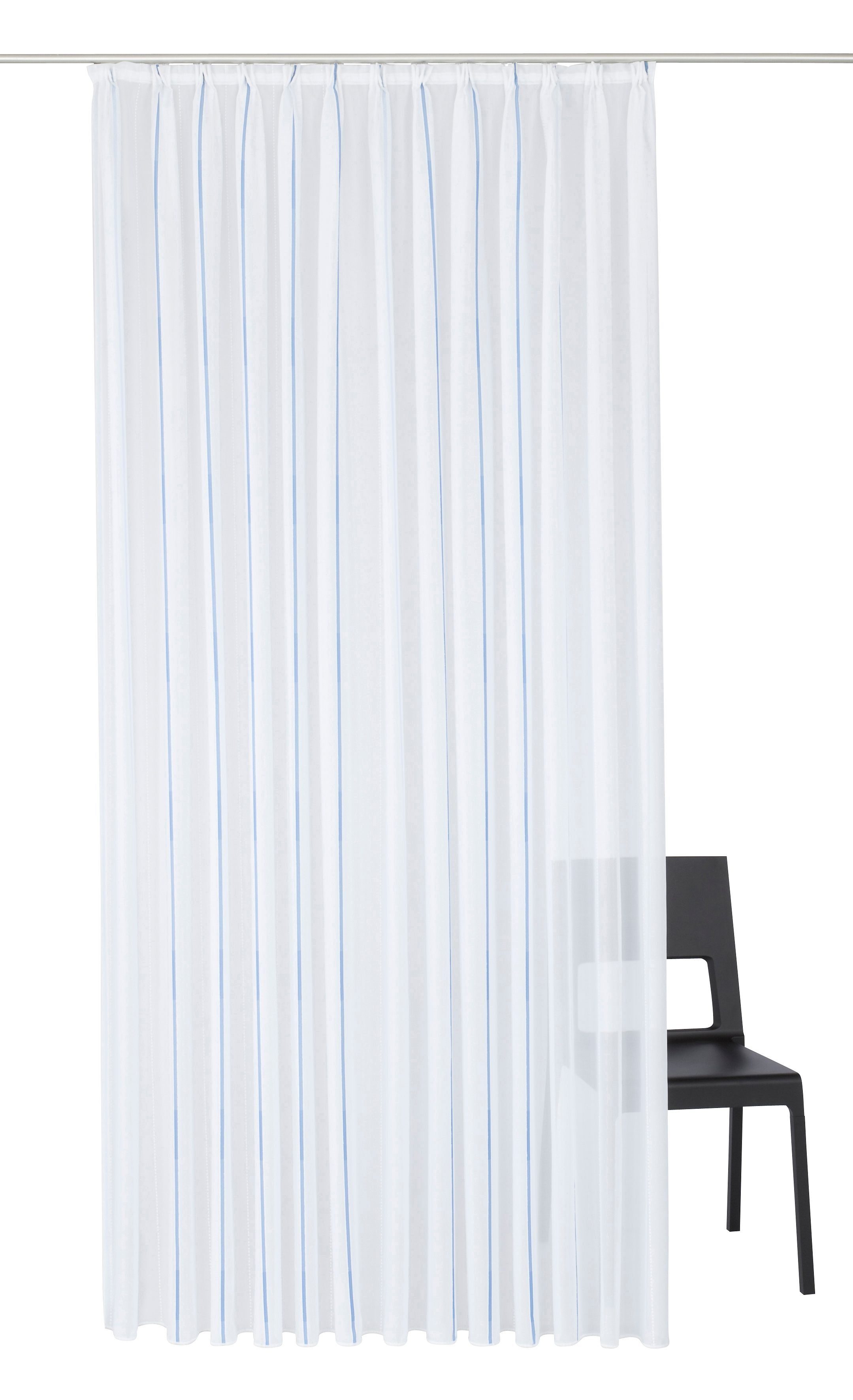 halbtransparent, Store Faltenband Vorhang Betsy, Wirth, (1 St), blau