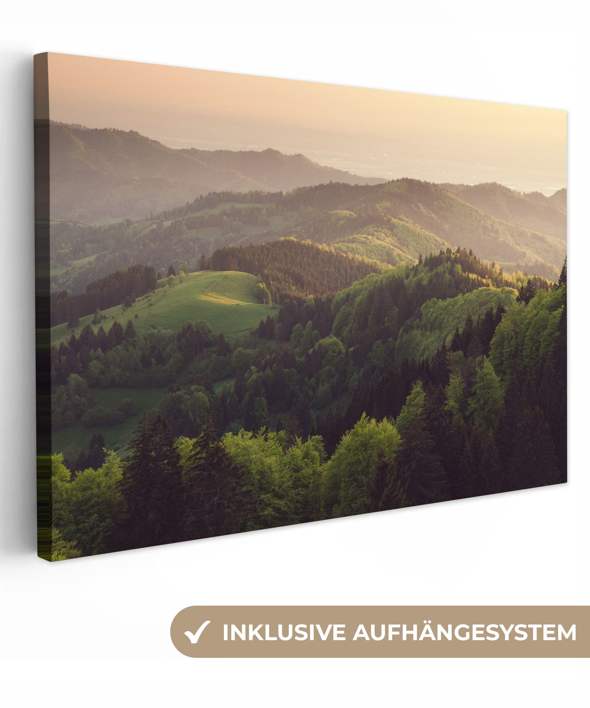 OneMillionCanvasses® Leinwandbild Sonnenuntergang im deutschen Schwarzwald günstig online kaufen
