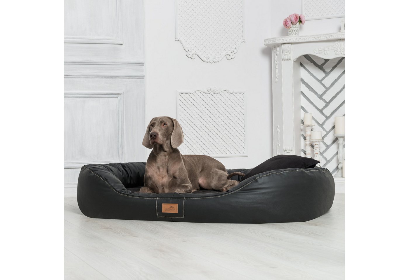 Thumbnail - tierlando® Tierbett Orthopädisches Hundebett LENNART VISCO PLUS Kunstleder und Velours, Anti-Haar Kunstleder, Schmutz- u...