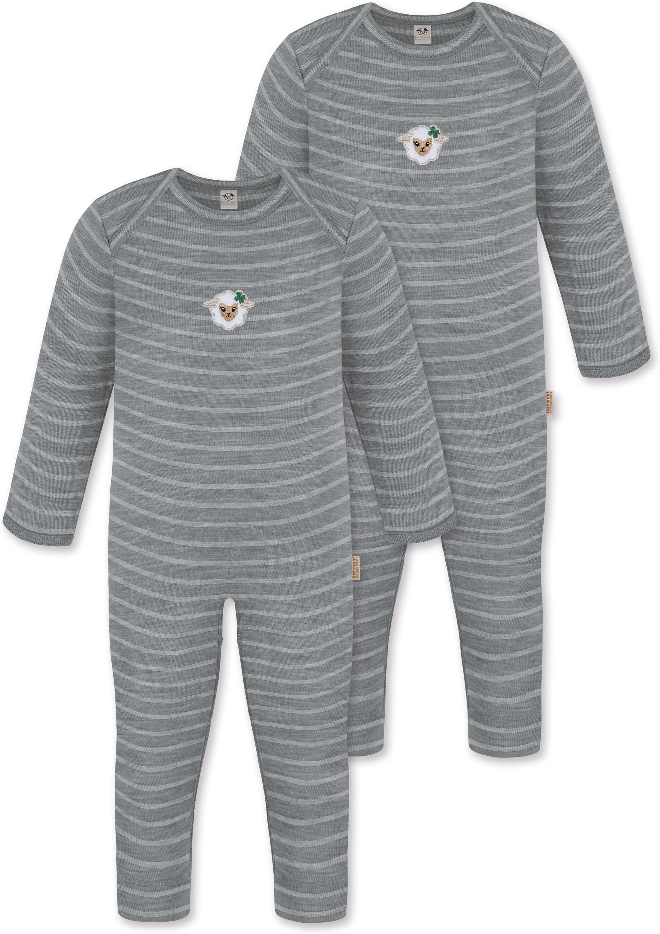 normani Langarmwickelbody 2er Pack Baby Merino Strampler „Waverly"