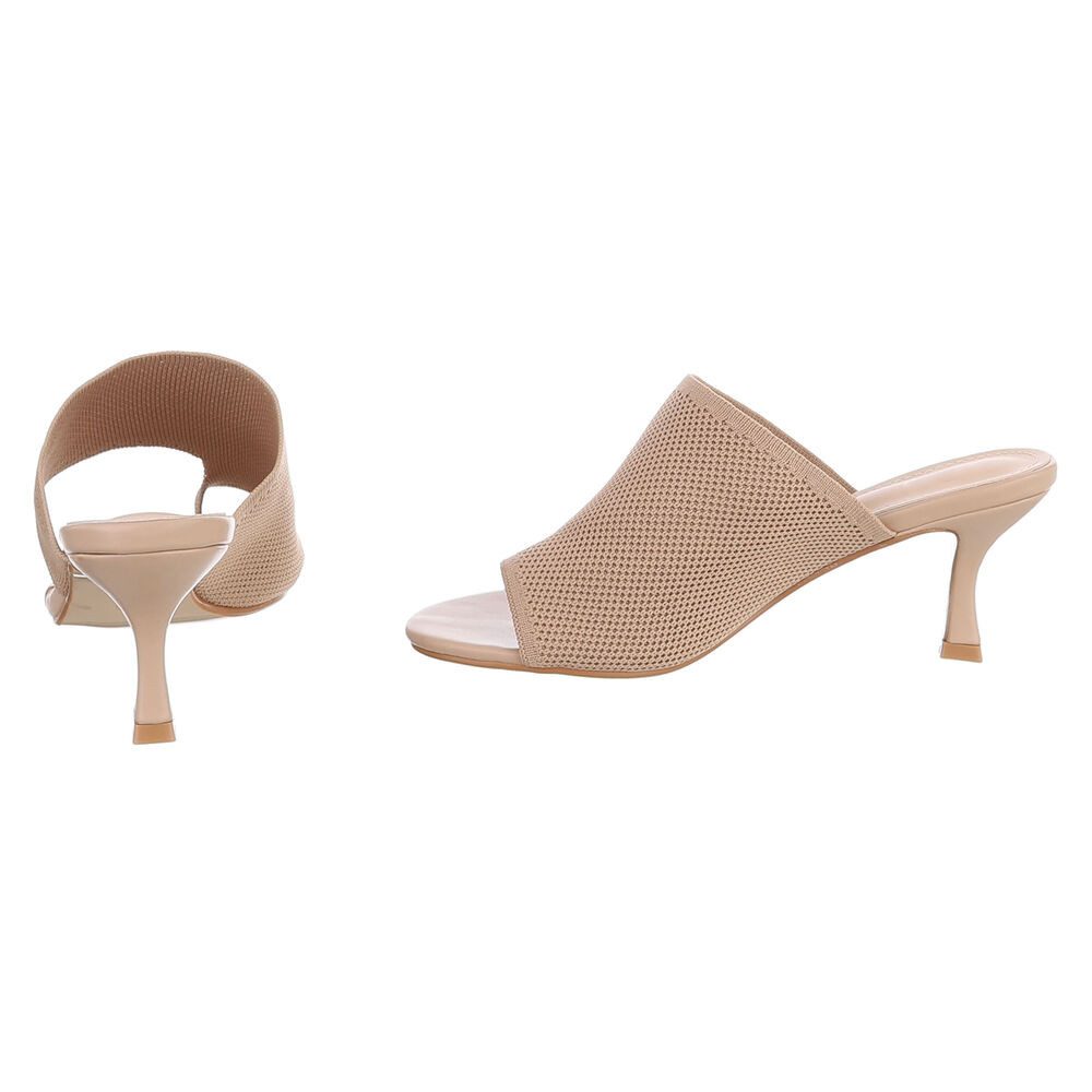 Ital-Design Damen Mule mit Absatz und offenem Design Zehentrenner (91895916) Pfennig-/Stilettoabsatz Sandalen & Sandaletten in Hellbraun – Bild 5 von 5