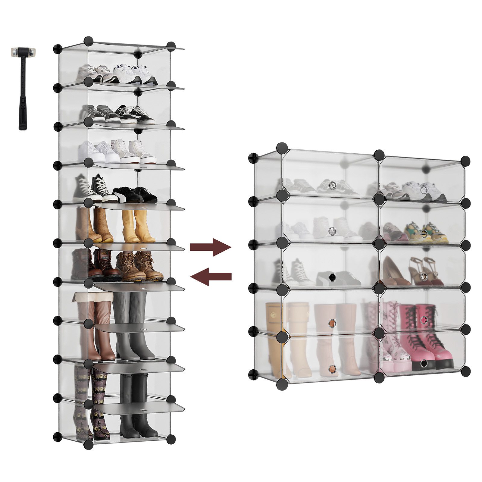 Sekey Schuhregal Platzsparendes Schuhregal mit Stecksystem – 10 Ebenen, Hoc günstig online kaufen