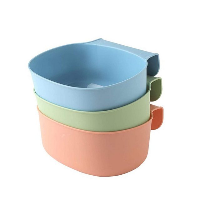 BEARSU Aufbewahrungskorb “3x Auffangschale für Küchenabfälle zum Einhängen – 3er Set Mülleimer Abfall Behälter für Bio Müll (Green+Blue+Pink)” (3 St)