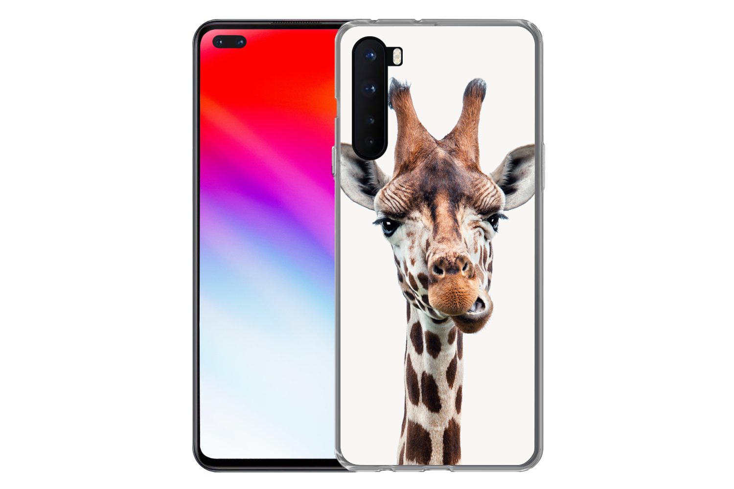 MuchoWow Handyhülle für OnePlus Nord Jungen - Giraffe - Tiere - Kopf - Porträt - Kind - Mä, Phone Case, Silikon, Schutzhülle Dünn