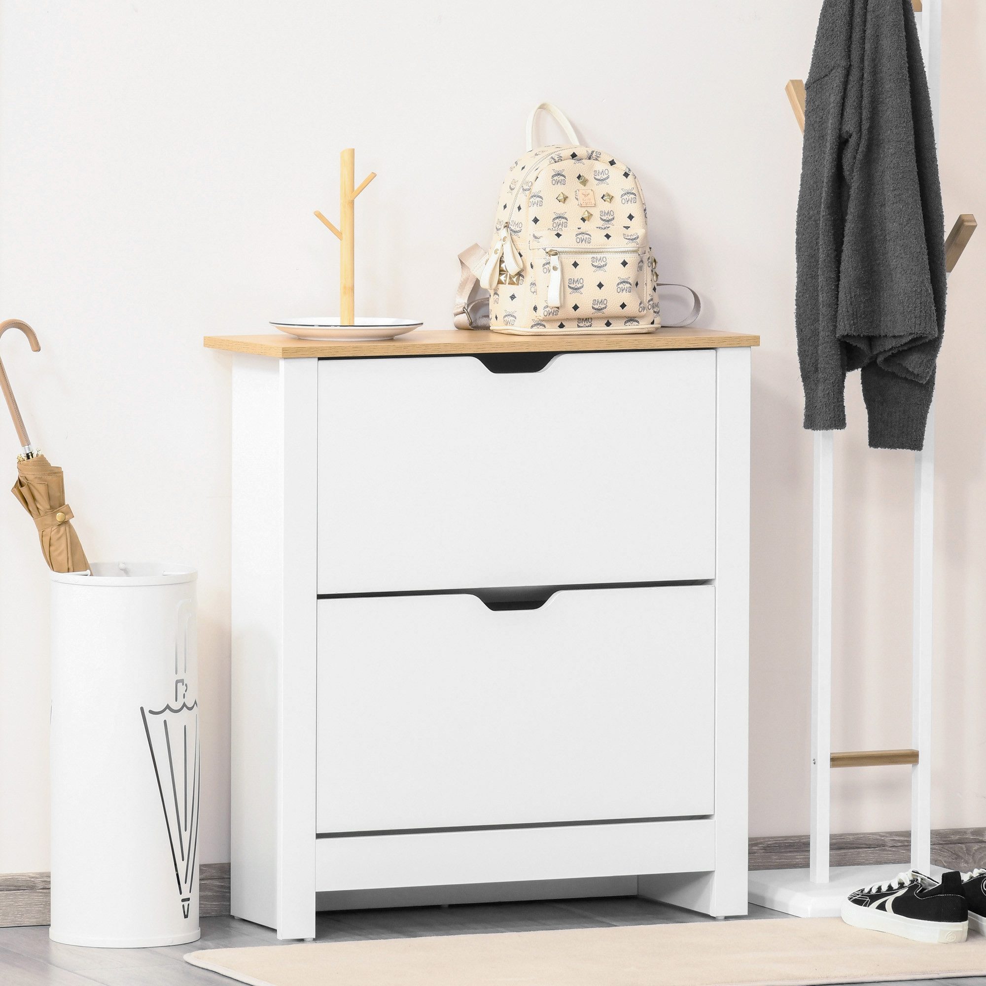 HOMCOM Schuhschrank Schuhregal mit 3 Klappen für 18 Paar Schuhe (Schuhständ günstig online kaufen