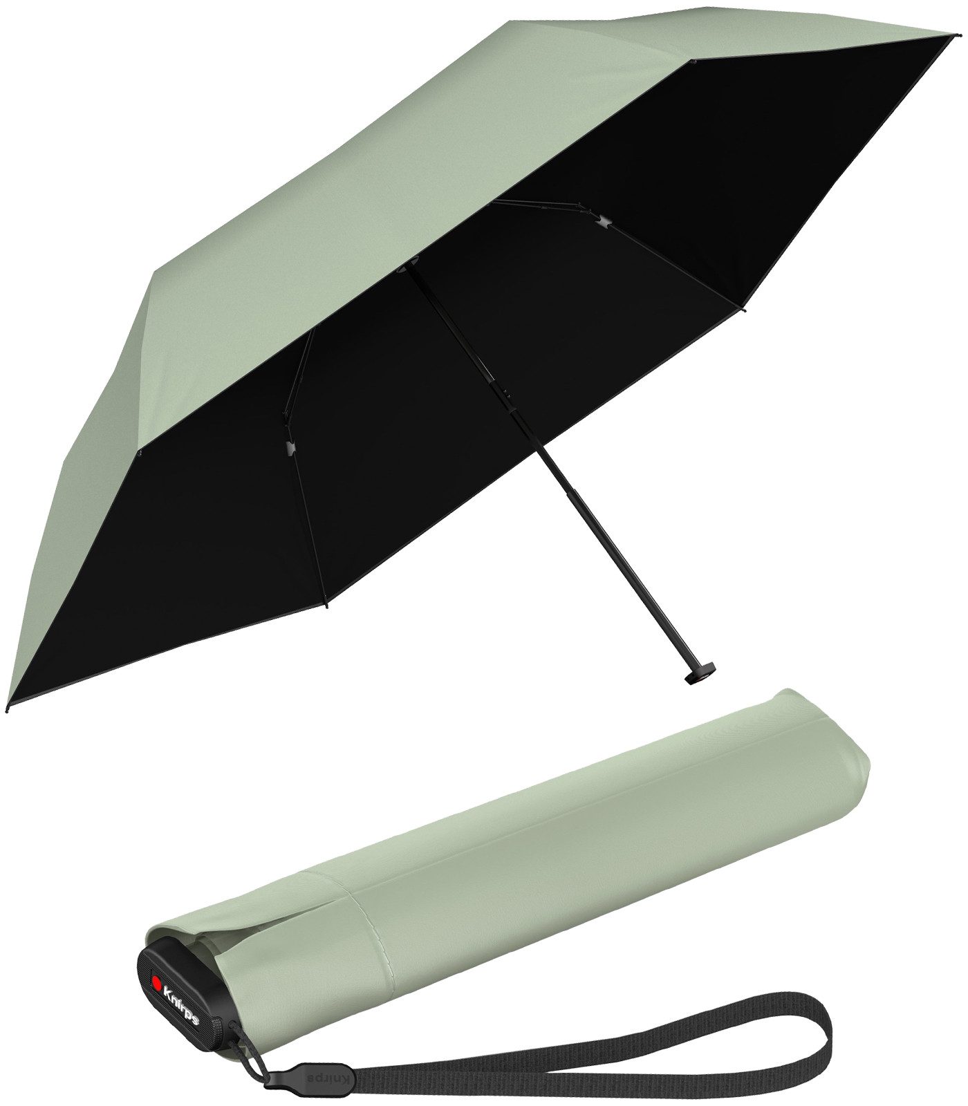 Knirps® Taschenregenschirm US.050 Ultra Light Slim Manual - UV coated, mit UV- und Hitzeschutz, schwarz-wasabi