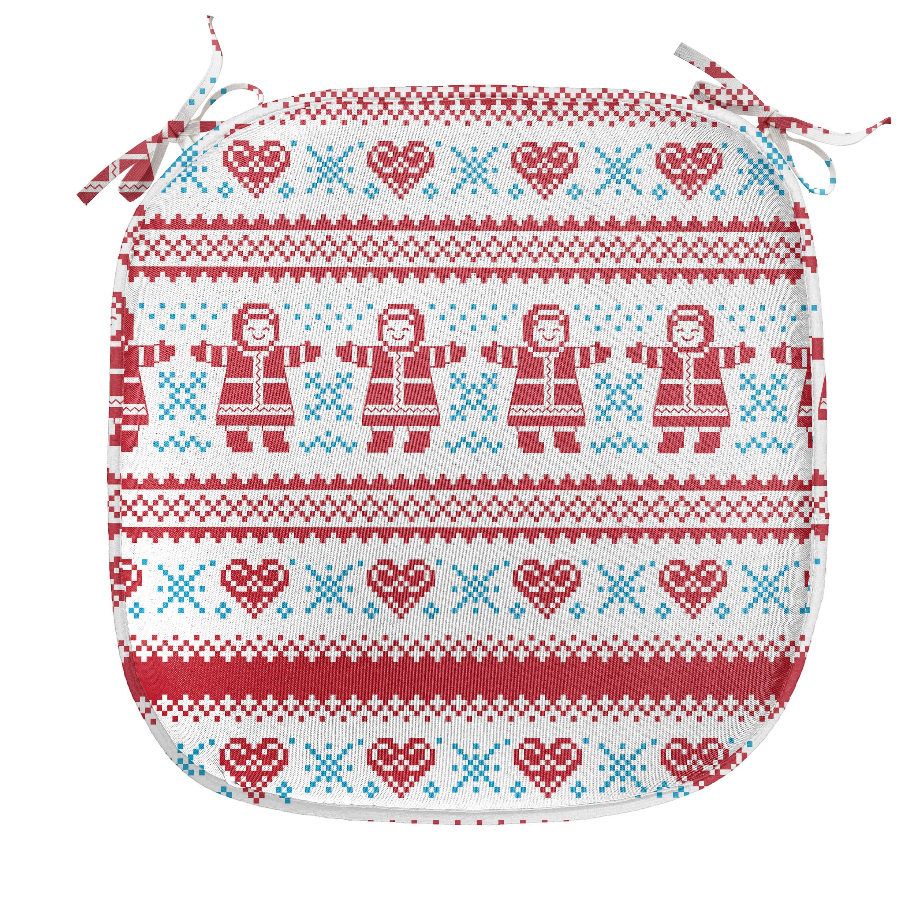 Abakuhaus Stuhlkissen Dekoratives wasserfestes Kissen mit Riemen für Küchensitze, nordisch Weihnachten Inspired Ornament